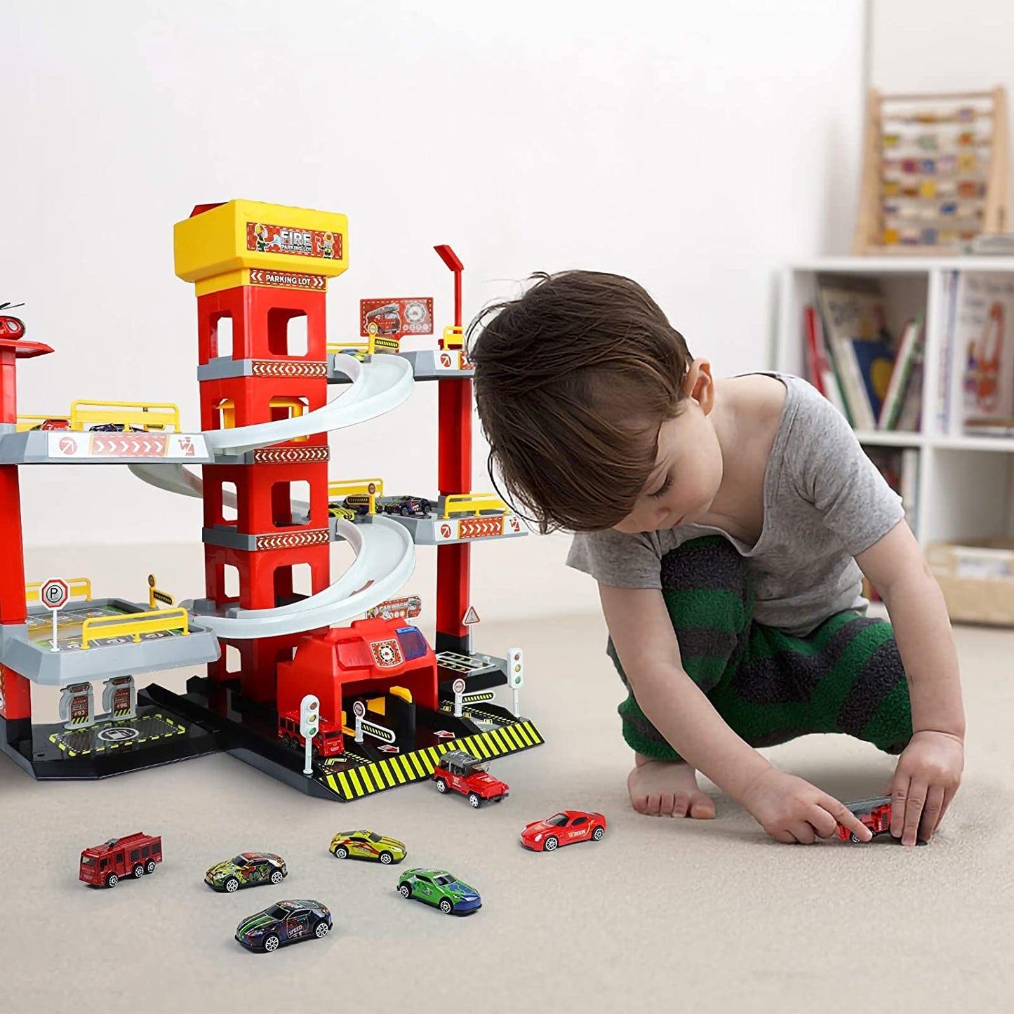 Toy Car Garage for Boys Kids Ages 4-8 Toddlers Building Track Car Playset Parking Lot Firetruck Toys Birthday Gifts Party Games for Boys Girls 3 4 5 6 7 8