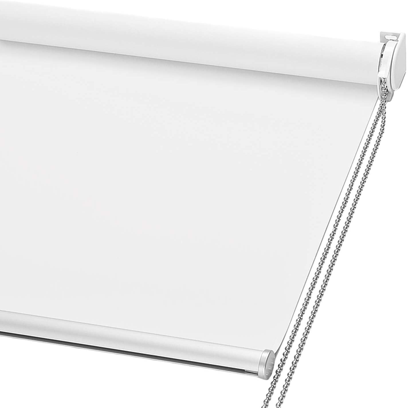 100% Blackout Roller Shade, Window Blind with Thermal Insulated, UV Protection Fabric. Total Blackout Roller Blind for Office and Home. Easy to Install. White,20" W X 72" H