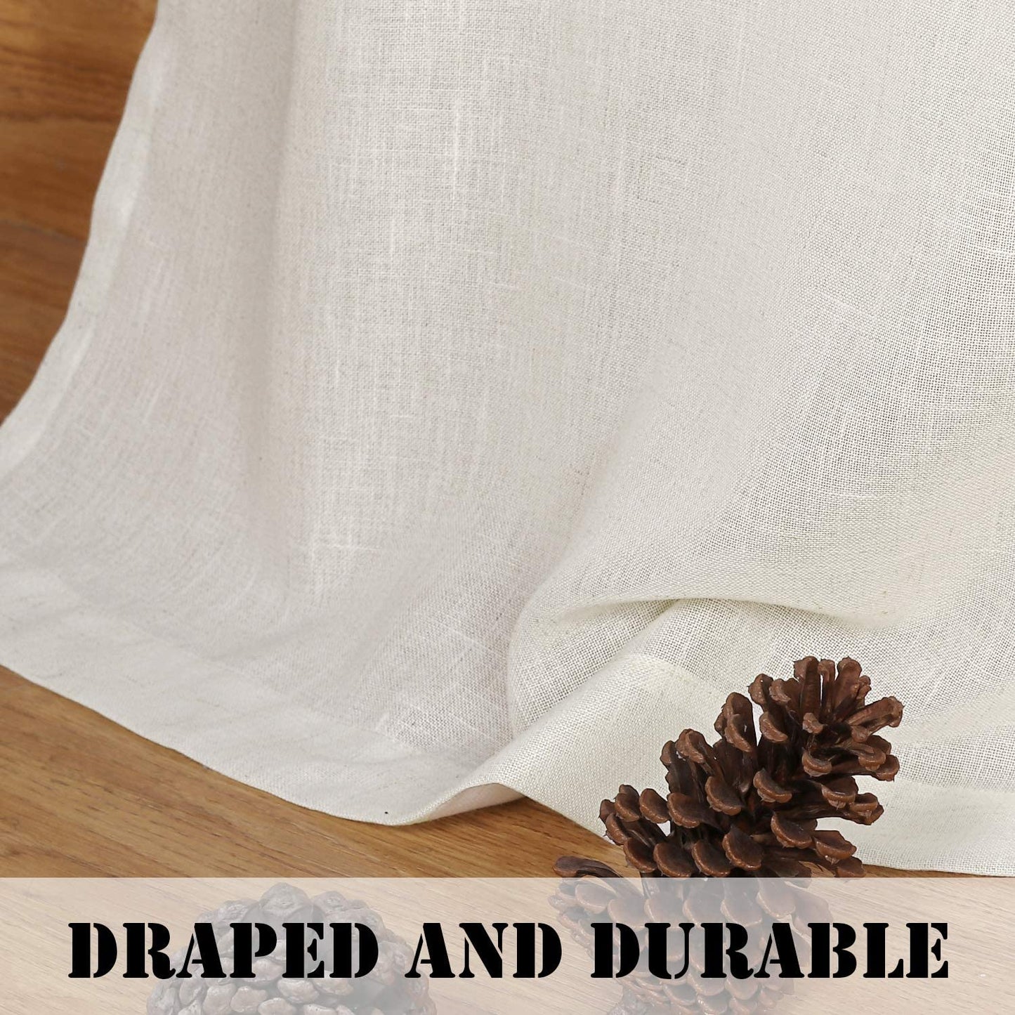 2 Pack Ultra Luxurious High Woven Linen Elegant Curtain Panels Light Reducing Privacy Panels Drapes, Tab Top Curtain Set, Extra Long 52X108-Inch, Natural