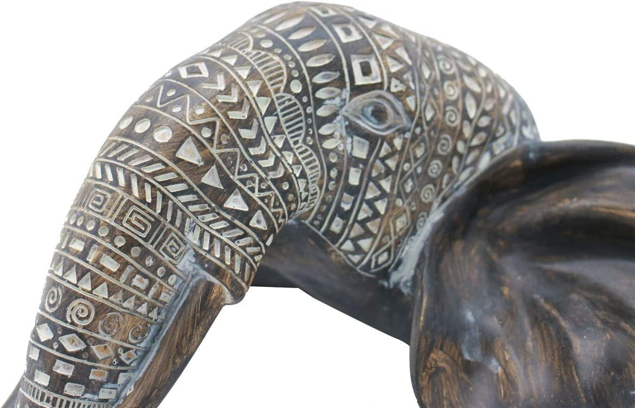 OTARTU African Elephant Wall Bust Sculpture 11" Tall Carved Noble Elephant Head Hanging Wall Decor Art Wooden Color (Elephant)