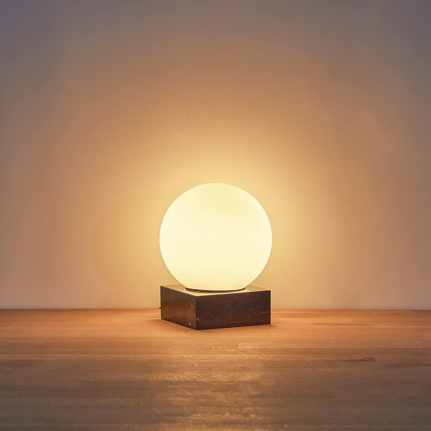 Modern Industrial Table Lamp, Unique Bedside Nightstand Desk Lamp with Glass Shade and Marble Base for Bedroom, Living Room, Office Study, Decoration (Include Bulb G45)