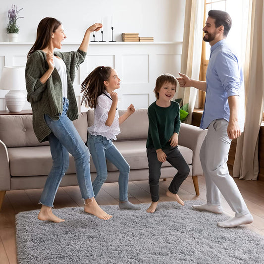 Soft Shaggy Area Rugs for Bedroom Fluffy Living Room Rugs Nursery Girls Carpets Kids Home Decor Rugs 4 X 5.3 Feet Grey