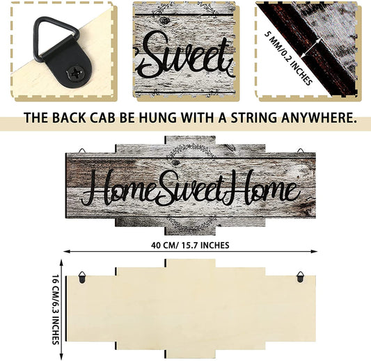 Home Sweet Home Sign, Rustic Wood Home Wall Decor, Large Farmhouse Home Sign Plaque Wall Hanging Wooden Sign for Bedroom, Living Room, Wall, Wedding Decor (Gray)