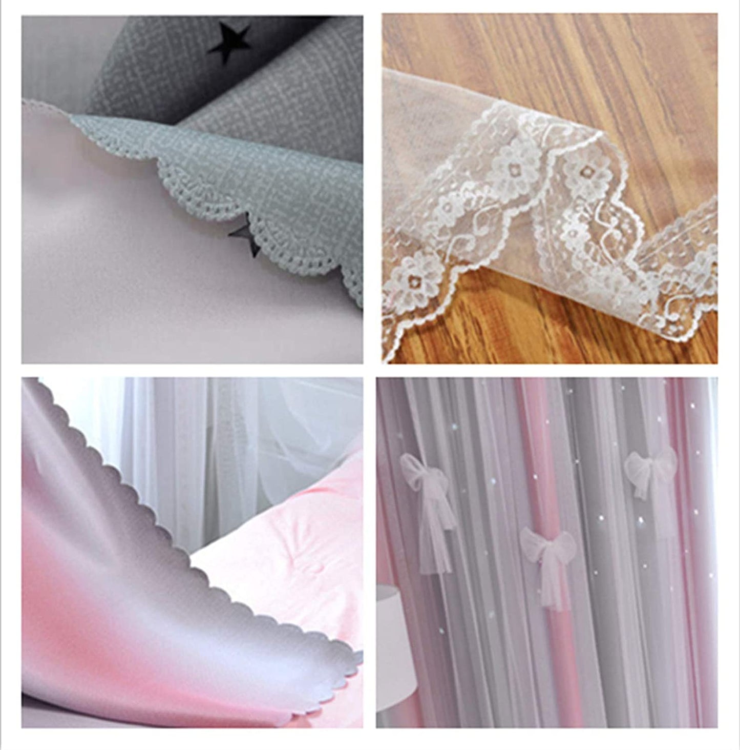 Curtains for Girls Bedroom Kids Curtain Hollow-Out Star Window Nursery Curtain 63 Inches Length Room Darkening Grommet 2 Layers (Pink Grey, W52 X L63)