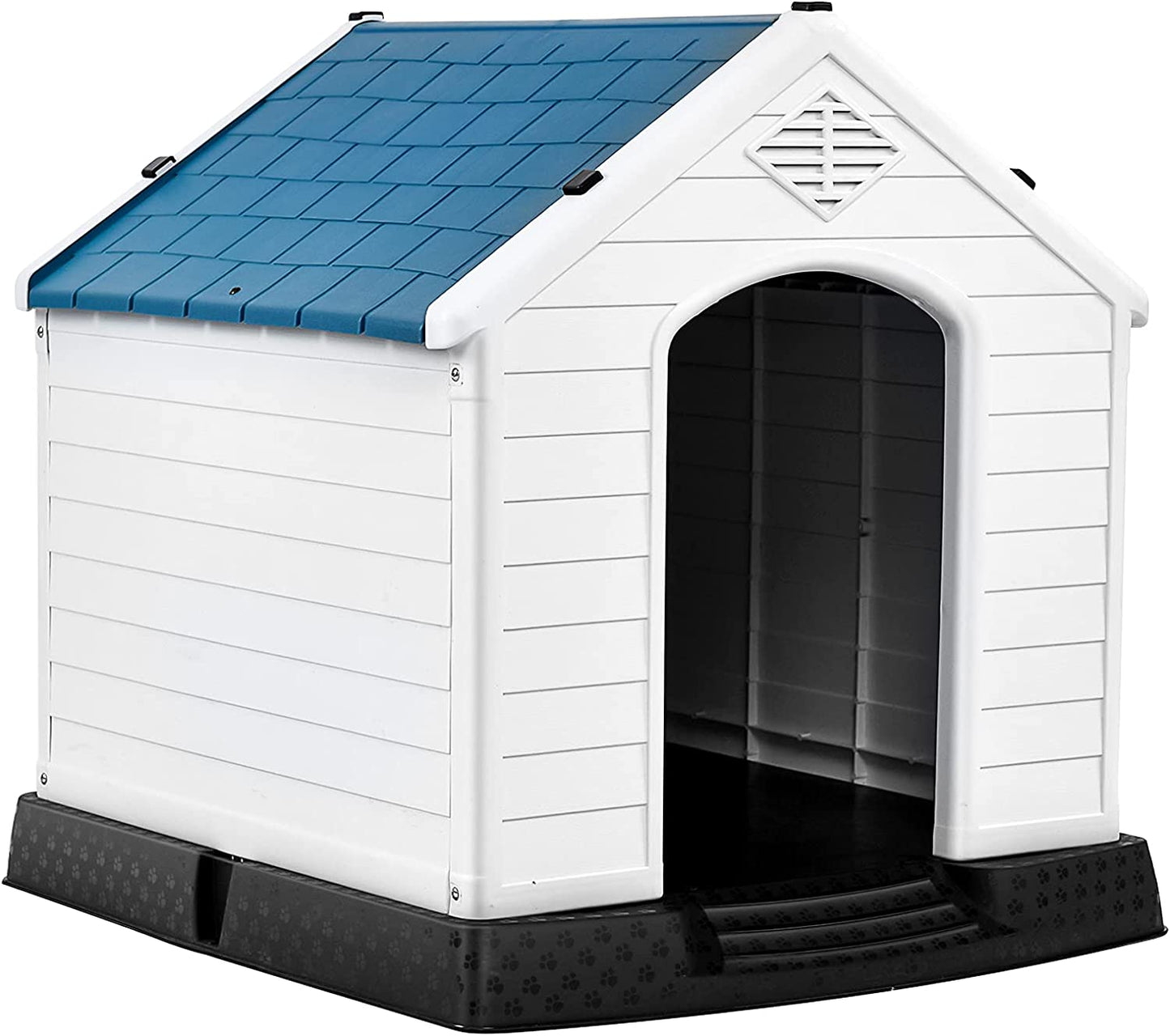 Dog House for Small Dogs, Waterproof Plastic Dog Houses with Air Vents and Elevated Floor, Easy to Assemble, Outdoor Cat Feeding Station Indoor Patio Backyard Dog Kennel House