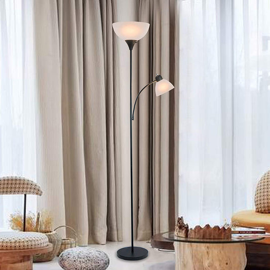 Adjustable Black Floor Lamp with Reading Light by LIGHTACCENTS - Susan Modern Standing Lamp for Living Room/Office Lamp 72" Tall - 150-Watt with Side Reading Light Corner Lamp (Black)