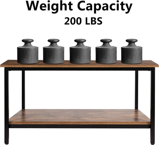 Coffee Table with Metal Frame,2-Tier Tea Table with Storage Shelf,Cocktail Table TV Stand Side End Table, Accent Furniture for Home Office Living Room