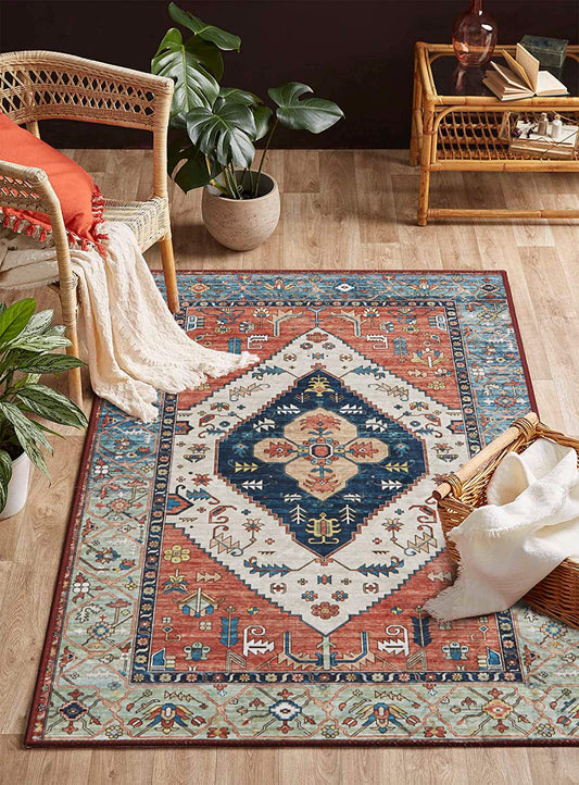 Collection Traditional Area Rug - Non-Slip Distressed Vintage Persian Oriental Area Rug Accent Throw Low Pile Rugs Floor Carpet for Door Mat Entryway Bedrooms Decor (3’ X 5’, Persian Formal)
