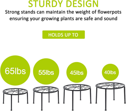 4-Pack Decent Metal Plant Stands, Anti-Rust Iron Flower Pot Stand, Heavy Duty Plant Pot Shelf, Decoration Racks for Home Indoor and Outdoor