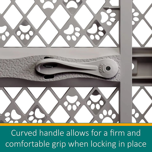 MYPET 40” Paws Portable Pet Gate: Made in USA, Expands & Locks in Place with No Tools. Pressure Mount. Fits 26"-40" Wide (23" Tall, Fieldstone)