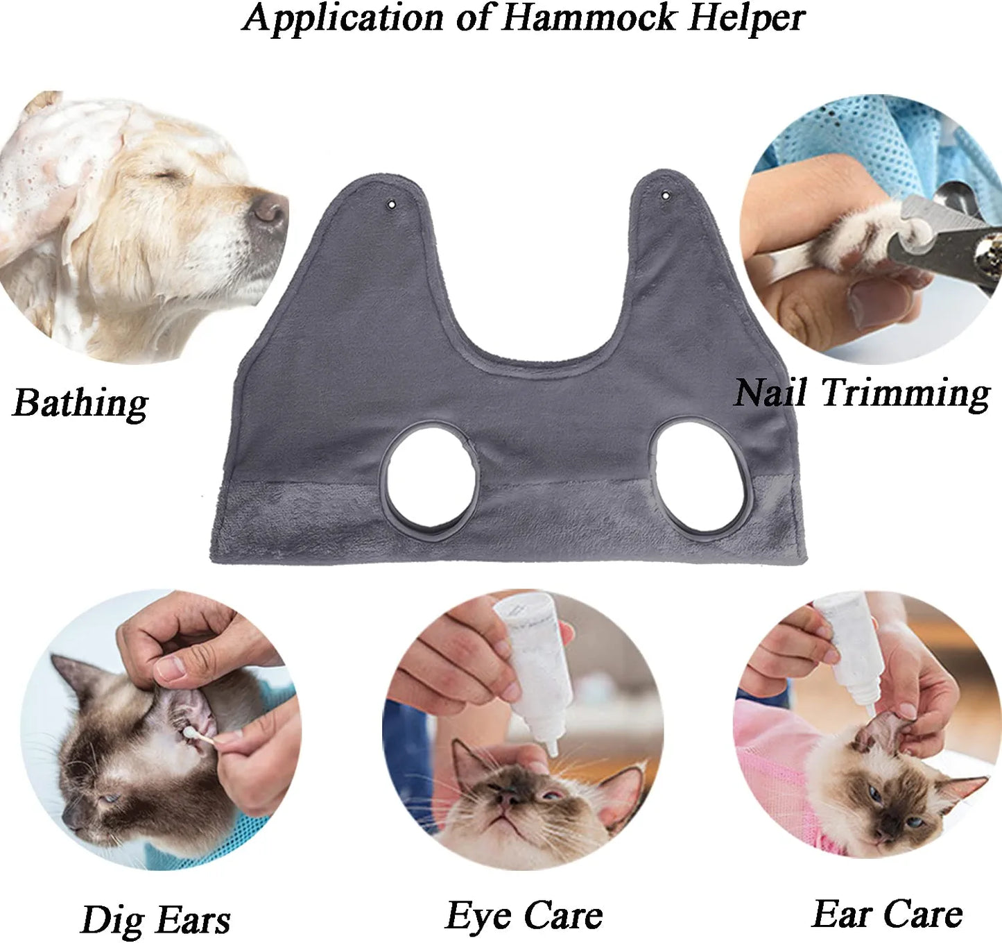 Pet Grooming Hammock Harness, Dog Grooming Helper for Bathing Nail Trimming, 2 in 1 Dog Drying Towel Washing Restraint Bag