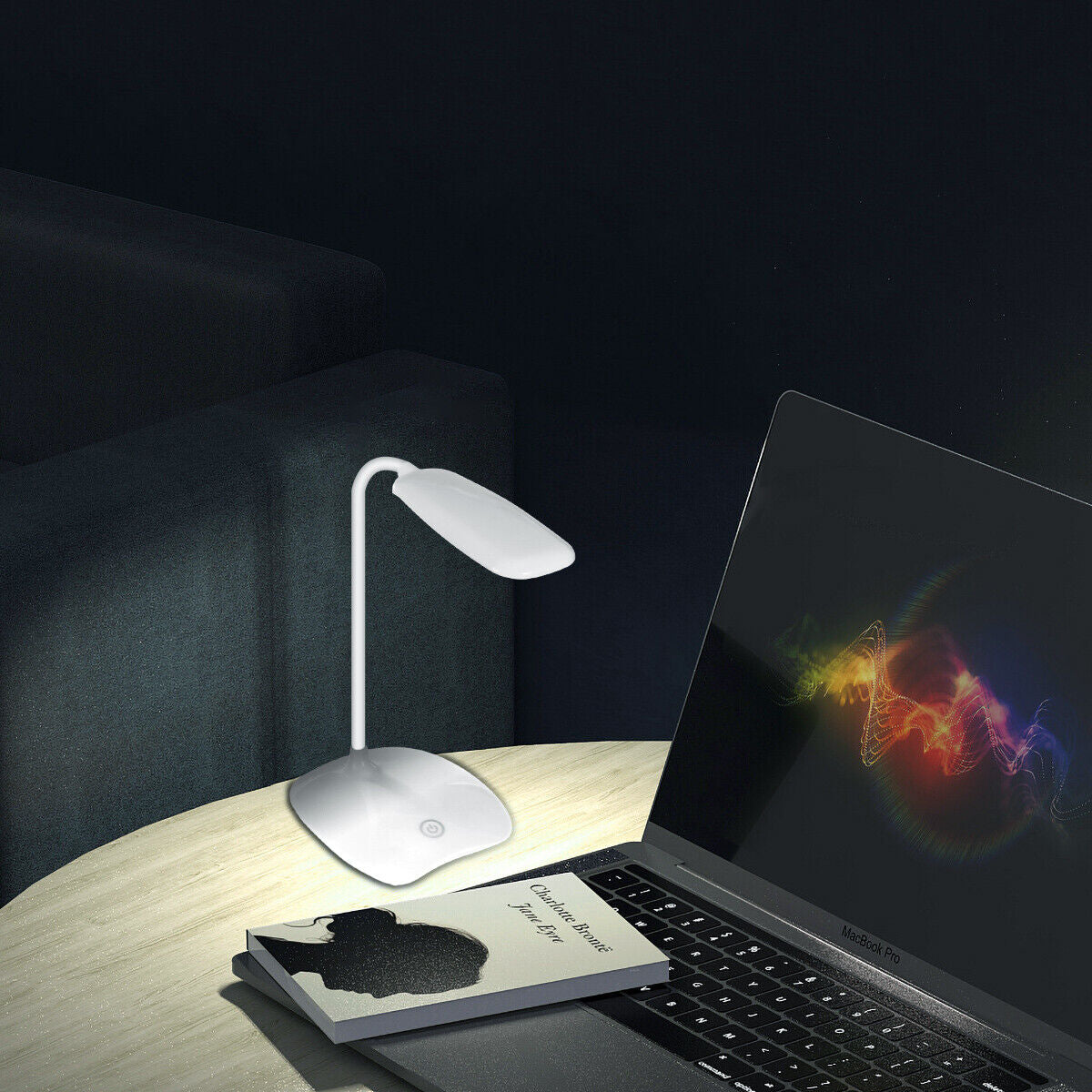 Dimmable LED Desk Light Touch Sensor Table Bedside Reading Lamp USB Rechargeable