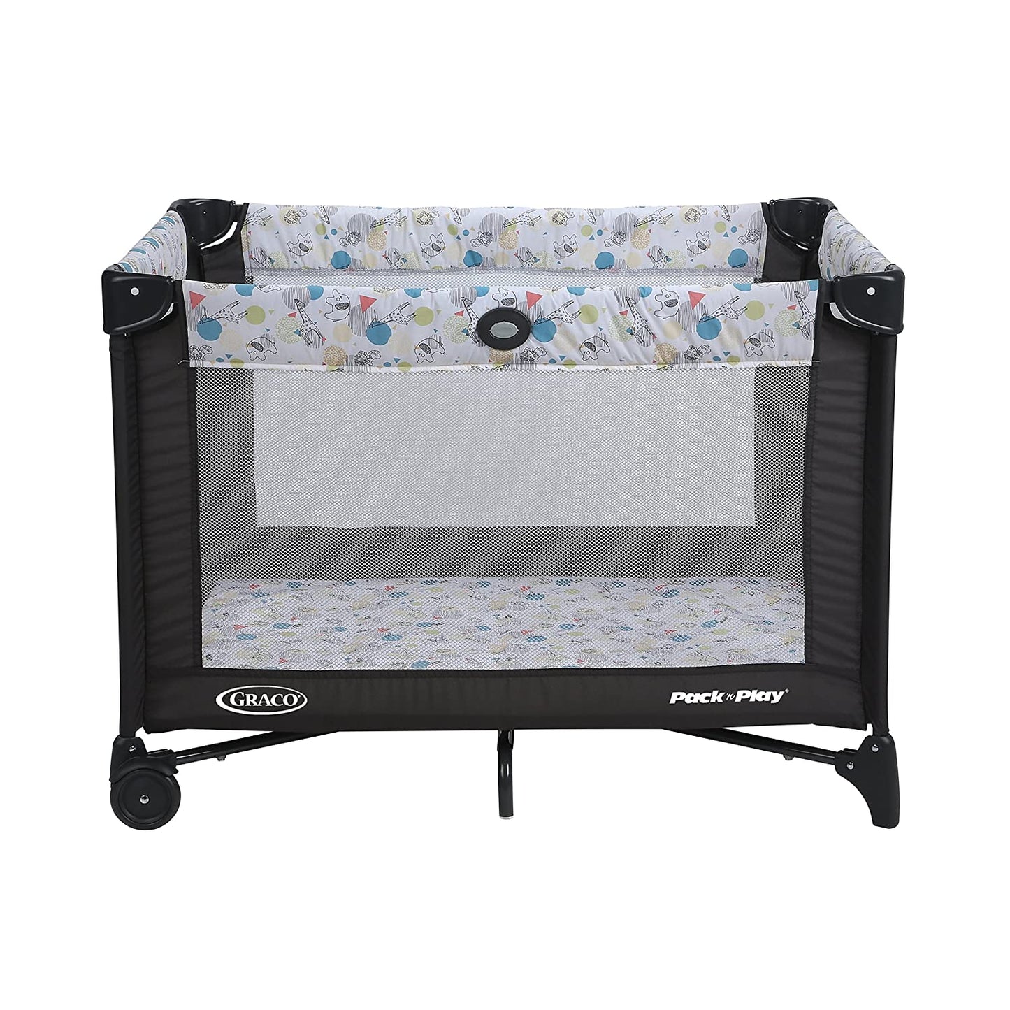 Pack and Play Portable Playard, Push Button Compact Fold, Carnival
