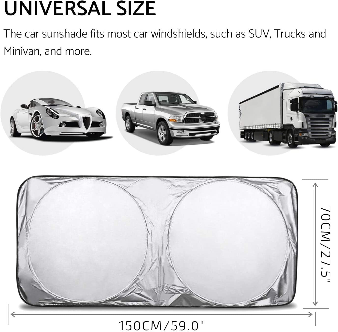 Car Windshield Sunshade, 6 Piece Car Sun Shade Full Rear Window Shades for Car, Truck, SUV, Van, UV Rays Sun Visor Protector