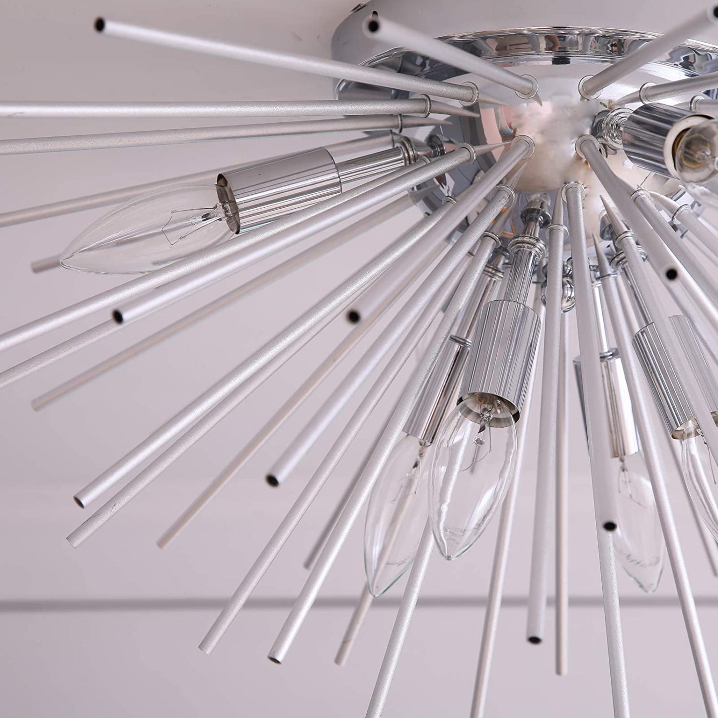 Sputnik Chandelier, 8-Light Flush Mount Ceiling Light for Bedroom, Living Room, Dining Room, Office (Silver)