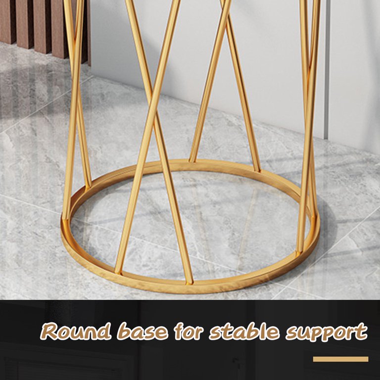 Faux Marble Side Table X-Shape Round End Table Modern Small Accent Home Decor for Living Room Black/White