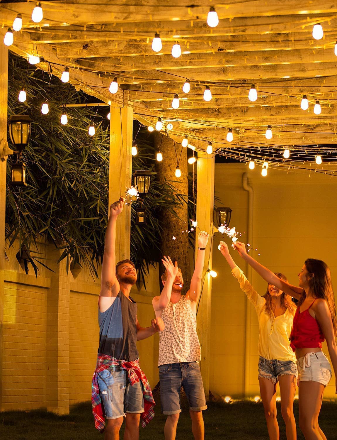Smart Outdoor String Lights, 96Ft App Control Lights with 6 Scene Modes, IP65 Waterproof Shatterproof Patio Lights with 30 Dimmable Warm White LED Bulbs for for Balcony, Backyard, Party
