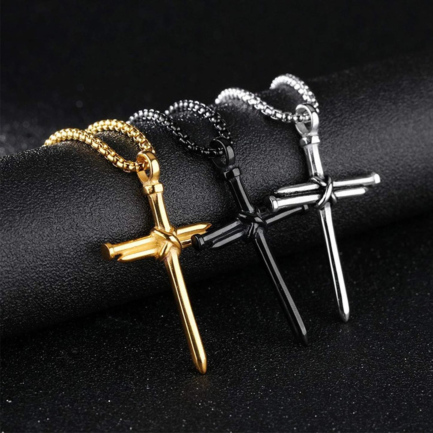 Cross Necklace for Men Cross Pendant STRENGTH Bible Verse Stainless Steel Necklace