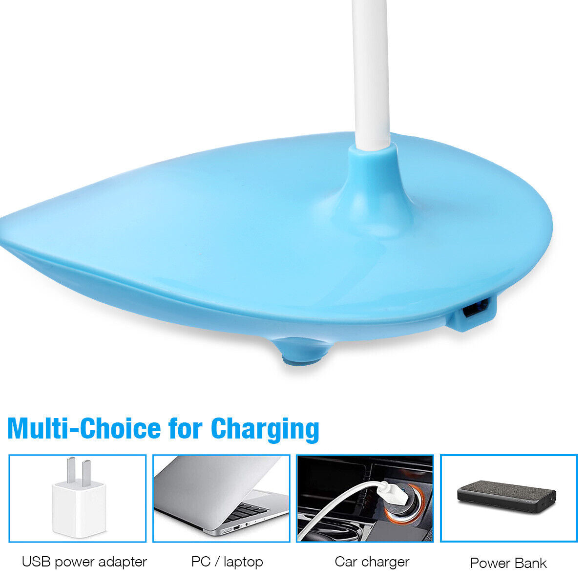 Dimmable LED Desk Light Touch Sensor Table Bedside Reading Lamp USB Rechargeable