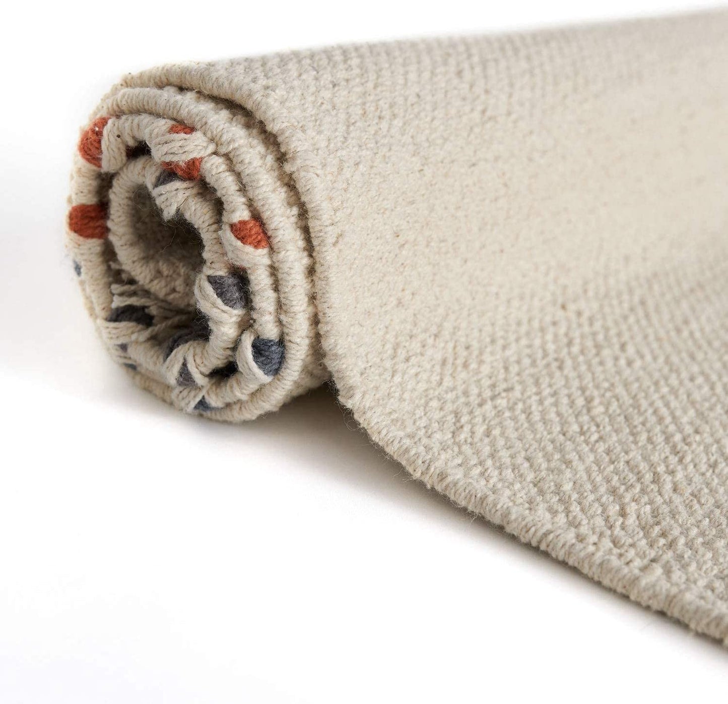 MOTINI Hand Woven Cotton Runner Rug 2' X 6', Knotted Bohemian Accent Throw Rug with Tassels, Natural Color Textured Runner Rug for Bedroom,Living Room,Laundry Room