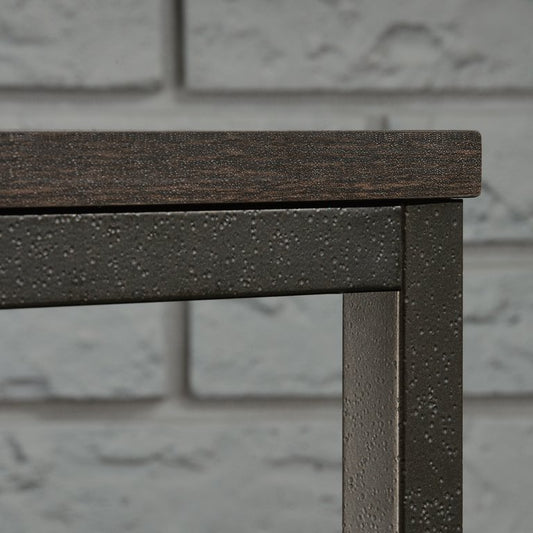 Curiod Metal Frame Sofa Console Table, Smoked Oak Finish