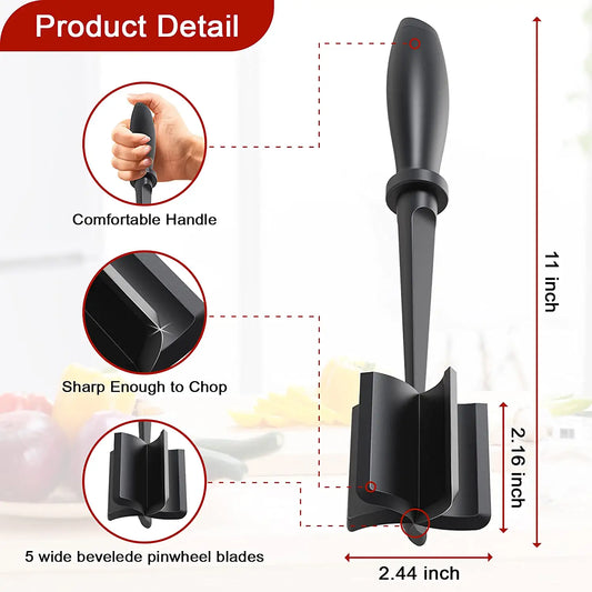 Meat Chopper, Hamburger Chopper, Premium Heat Resistant Masher and Smasher for Hamburger Meat, Ground Beef, Ground Turkey and More, Nylon Ground Beef Chopper Tool and Meat Fork, Non Stick Mix Chopper
