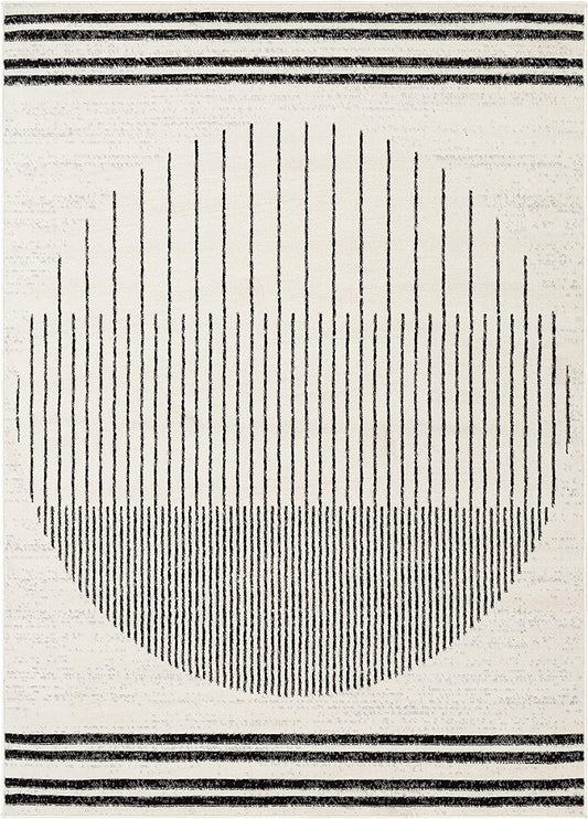 Mark&Day Area Rugs, 5X7 Neerbosch Modern Light Gray Area Rug, Gray / Black / White Carpet for Living Room, Bedroom or Kitchen (5' X 7')
