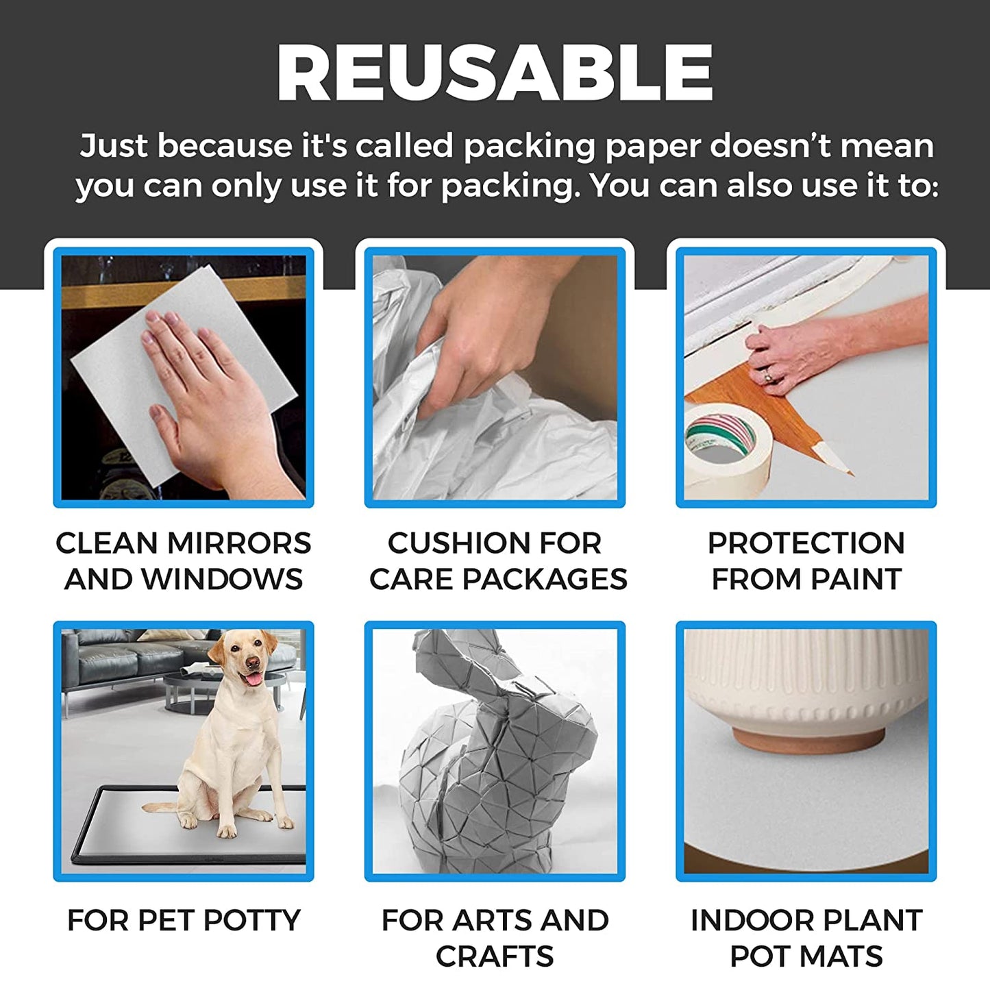 Packing Paper Sheets for Moving - 15Lb - 480 Sheets of Newsprint Paper - Must Have in Your Moving Supplies - 27" X 17" - Made in USA