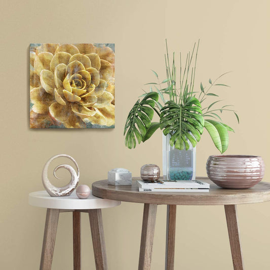 Bathroom Wall Art Vintage Yellow Flowers Pictures Canvas Artwork Framed Wall Decor for Bedroom Kitchen Office Modern Home Plant Prints Paintings Decorations Size 14X14 Inches Ready to Hang