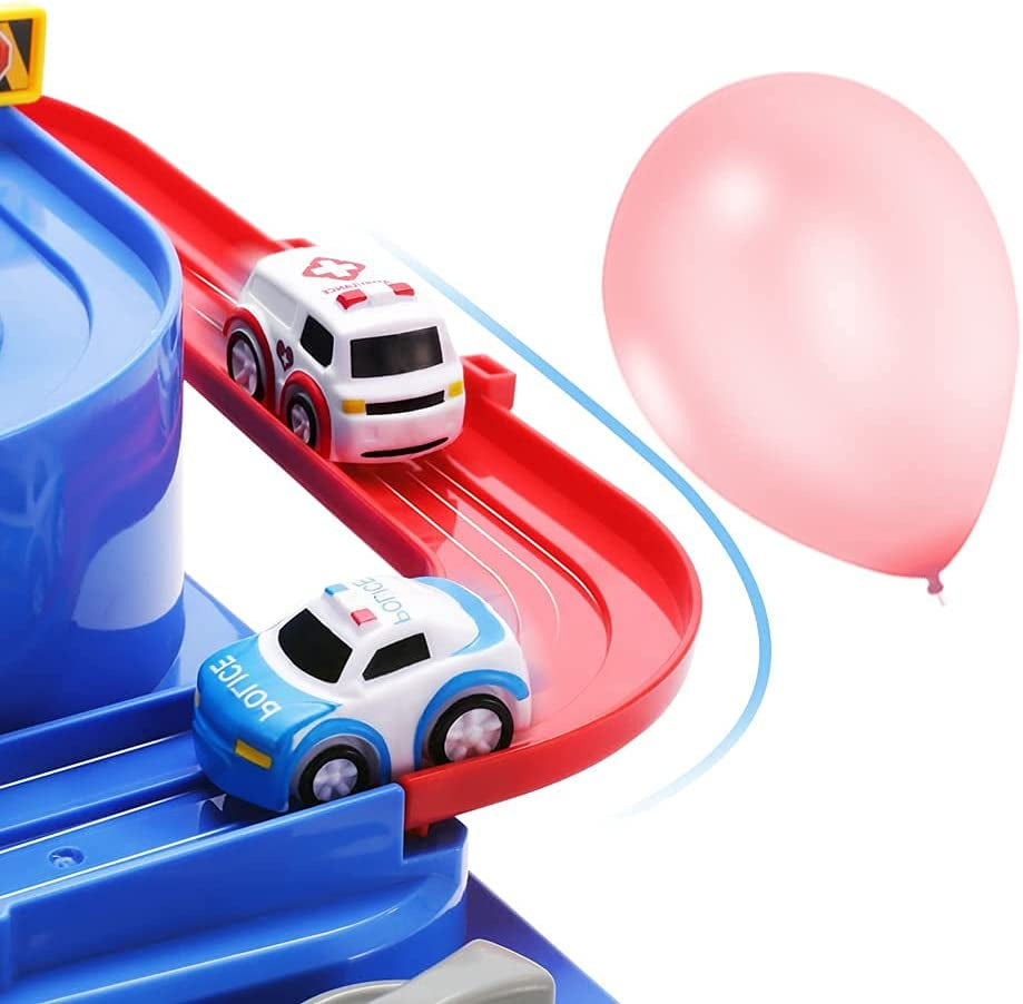 TEMI Kids Race Track Toys for Boy Car Adventure Toy for 3 4 5 6 7 Years Old Boys Girls, Puzzle Rail Car, City Rescue Playsets Magnet Toys W/ 3 Mini Cars, Preschool Educational Car Games Gift Toys