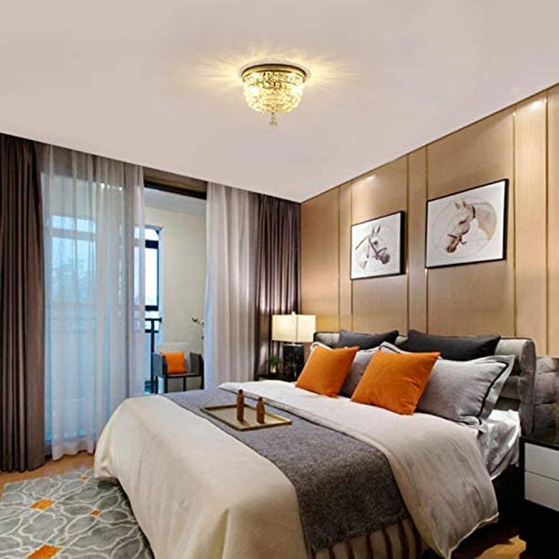 2 Lights Mini Crystal Ceiling Light Fixture, Small Modern Closet Chandelier Elegant Chrome Ceiling Lighting Lamp for Bedroom Hallway Kitchen Dining Room Bathroom Entry,H8.3'' X D9.8"