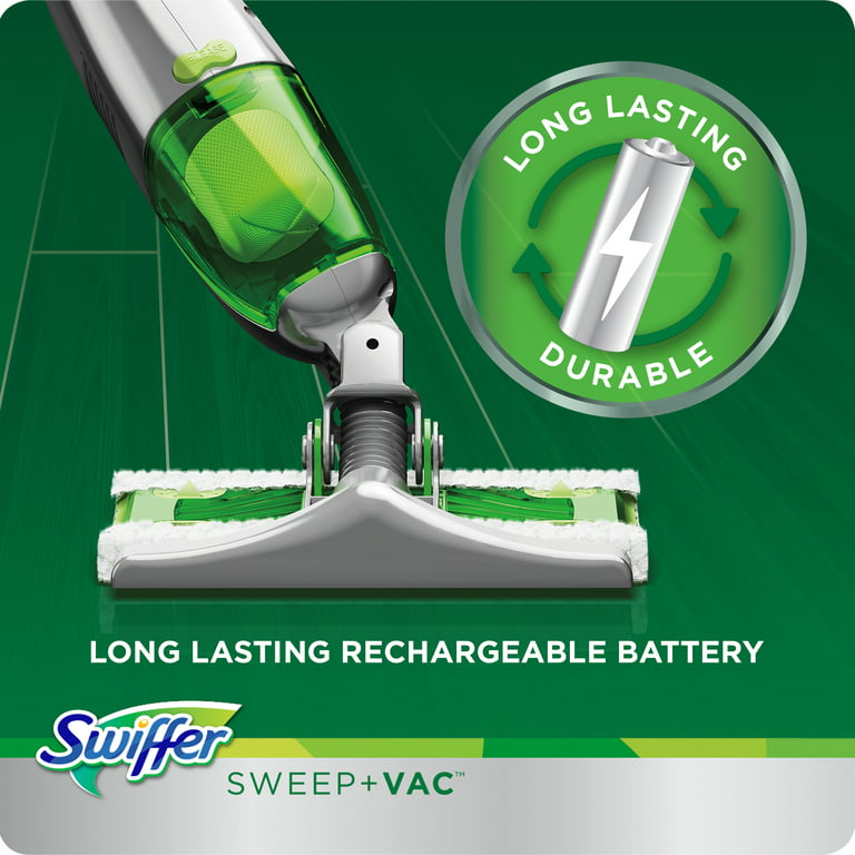Swiffer Sweep + VAC Cordless Vacuum Kit (1 Rechargeable Vacuum Sweeper, 8 Dry Cloths, 1 Replaceable Filter, 1 Battery Charger)