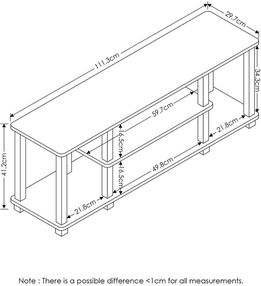 Turn-N-Tube No Tools 3D 3-Tier Entertainment TV Stand up to 50 Inch TV, Square Tubes, Americano/Black