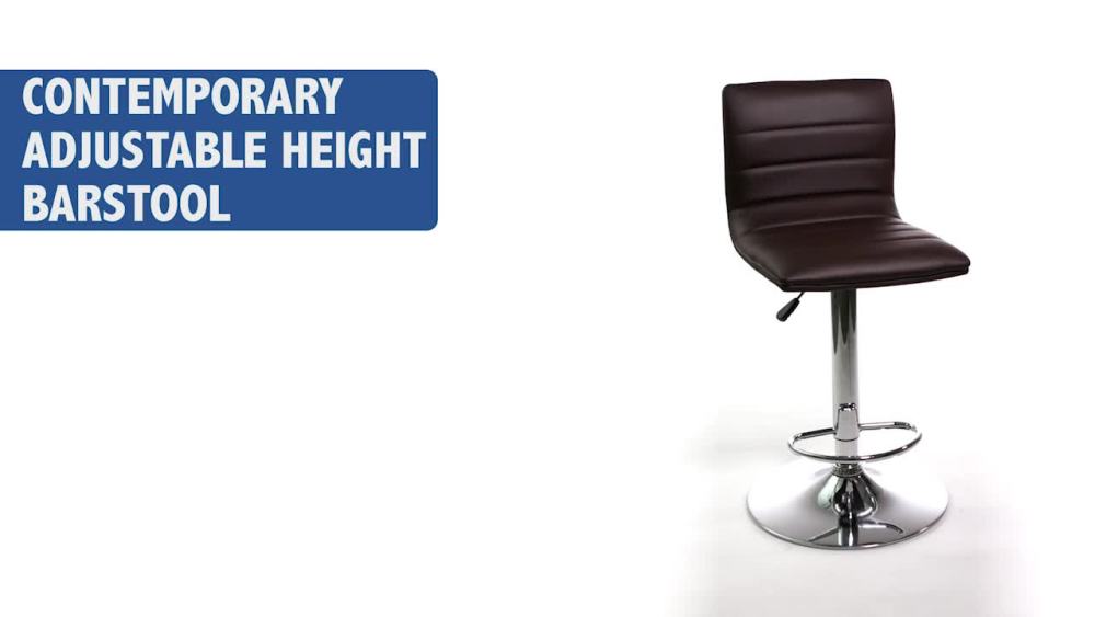 Flash Furniture Betsy Modern Brown Vinyl Adjustable Bar Stool with Back, Counter Height Swivel Stool with Chrome Pedestal Base