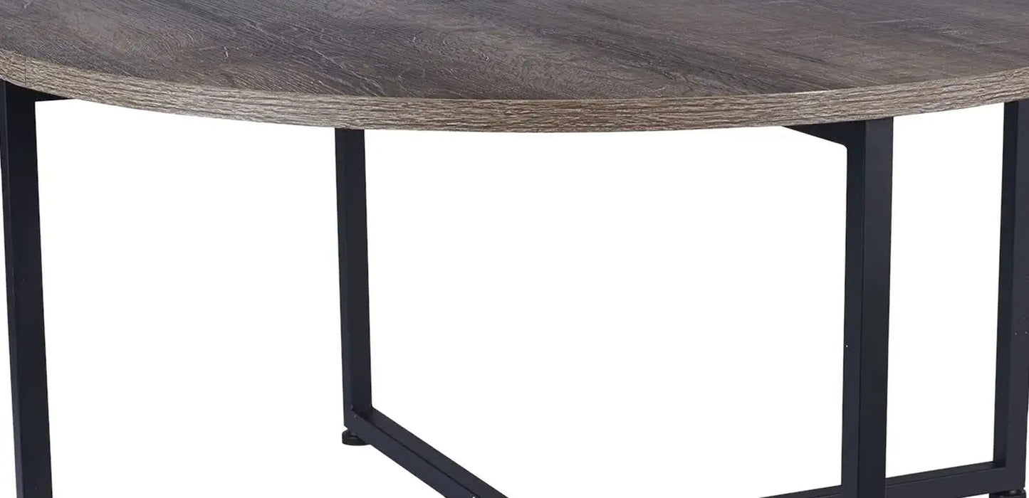 Grey Top Black Frame Ashwood round Coffee Table, 31.5 X 31.5