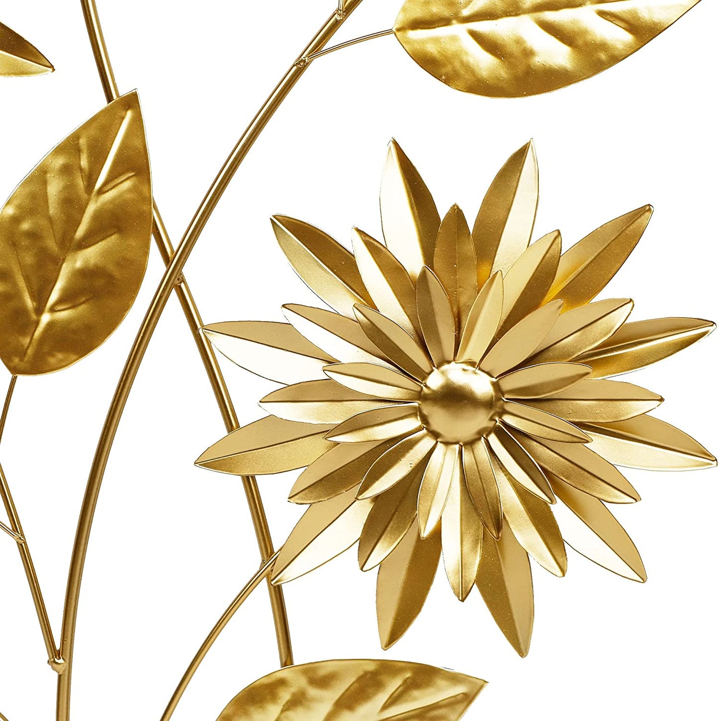 Gold Wall Sculptures, 39 Inch Golden Rectangular Metal Wall Decor with Frame, Gold Metal Flower Wall Art Sculpture for Living Room, Bedroom, Office, Study, Large (Golden-1 Pack)