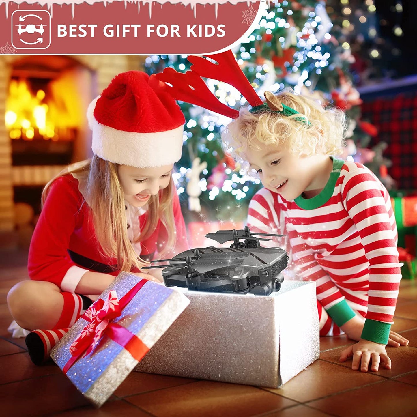 D20 Mini Drone for Kids with 720P HD FPV Camera Remote Control Toys Gifts for Boys Girls with Altitude Hold, Headless Mode, One Key Start Speed Adjustment, 3D Flips 2 Batteries, Silver