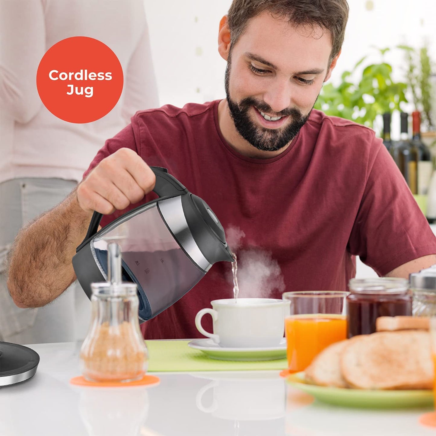 Mueller Ultra Kettle: Model No. M99S 1500W Electric Kettle with Speedboil Tech, 1.8 Liter Cordless with LED Light, Borosilicate Glass, Auto Shut-Off and Boil-Dry Protection