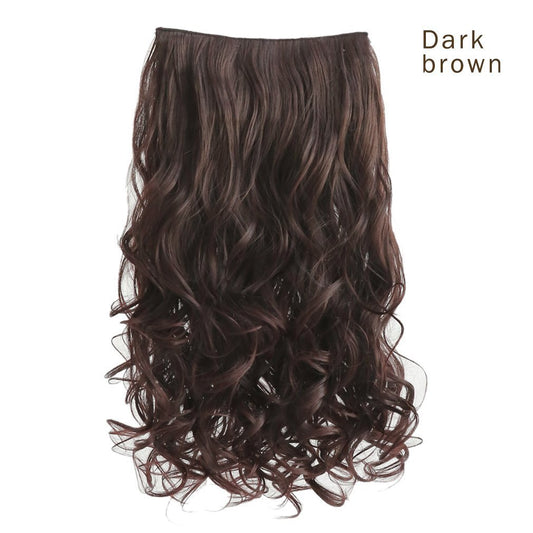 REECHO 14" 1-Pack 3/4 Full Head Wavy Clips in on Synthetic Hair Extensions Hairpieces for Women 5 Clips 3.6 Oz per Piece - Dark Brown