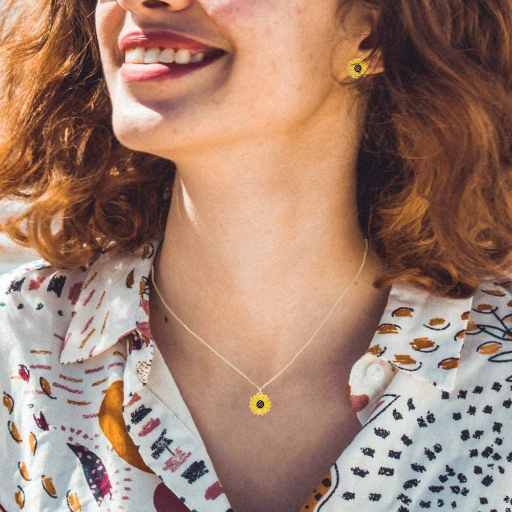 Jeka Handmade Sunflower Boho Bracelet Friendship Jewelry for Women Girl 2 Set
