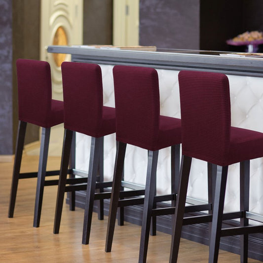 PiccoCasa Stretch Bar Stool Covers for Counter Height Side Chair Slipcovers Burgundy 4Pcs