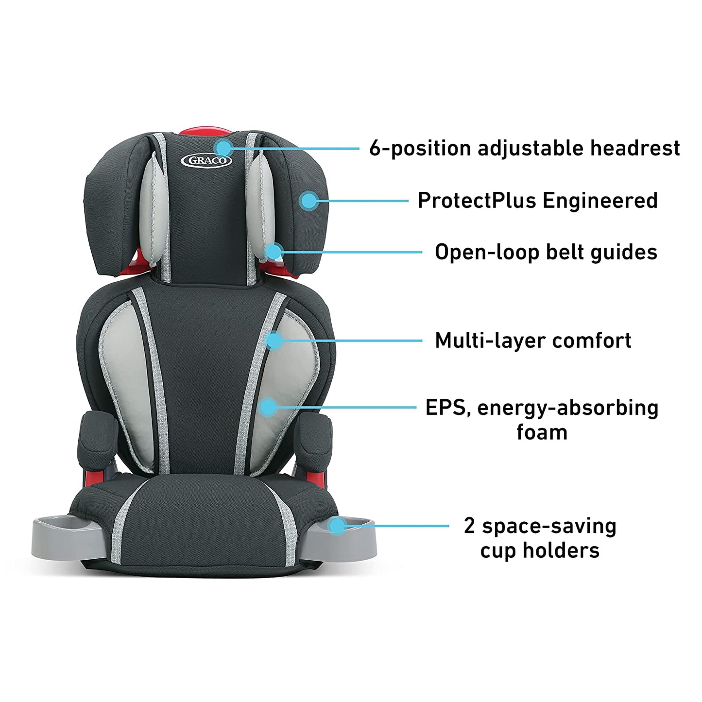 Turbobooster Highback Booster Seat, Glacier