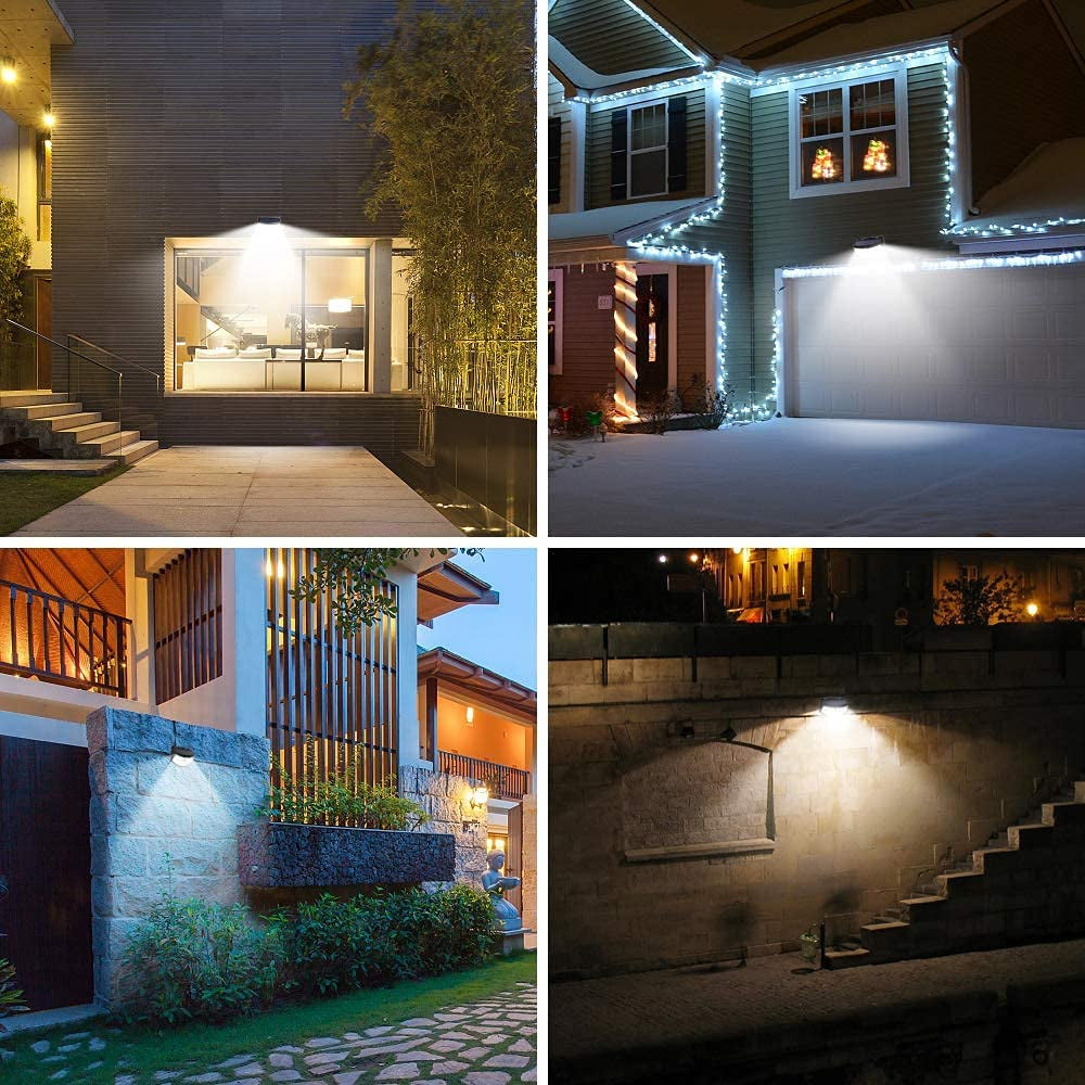 New Solar Lights 120 Leds with Lights Reflector,270° Wide Angle, IP65 Waterproof, Easy-To-Install Security Lights for Front Door, Yard, Garage, Deck (4 Pack)