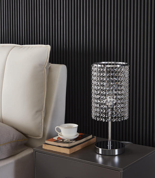Surpars House Elegant Crystal Silver Table Lamp