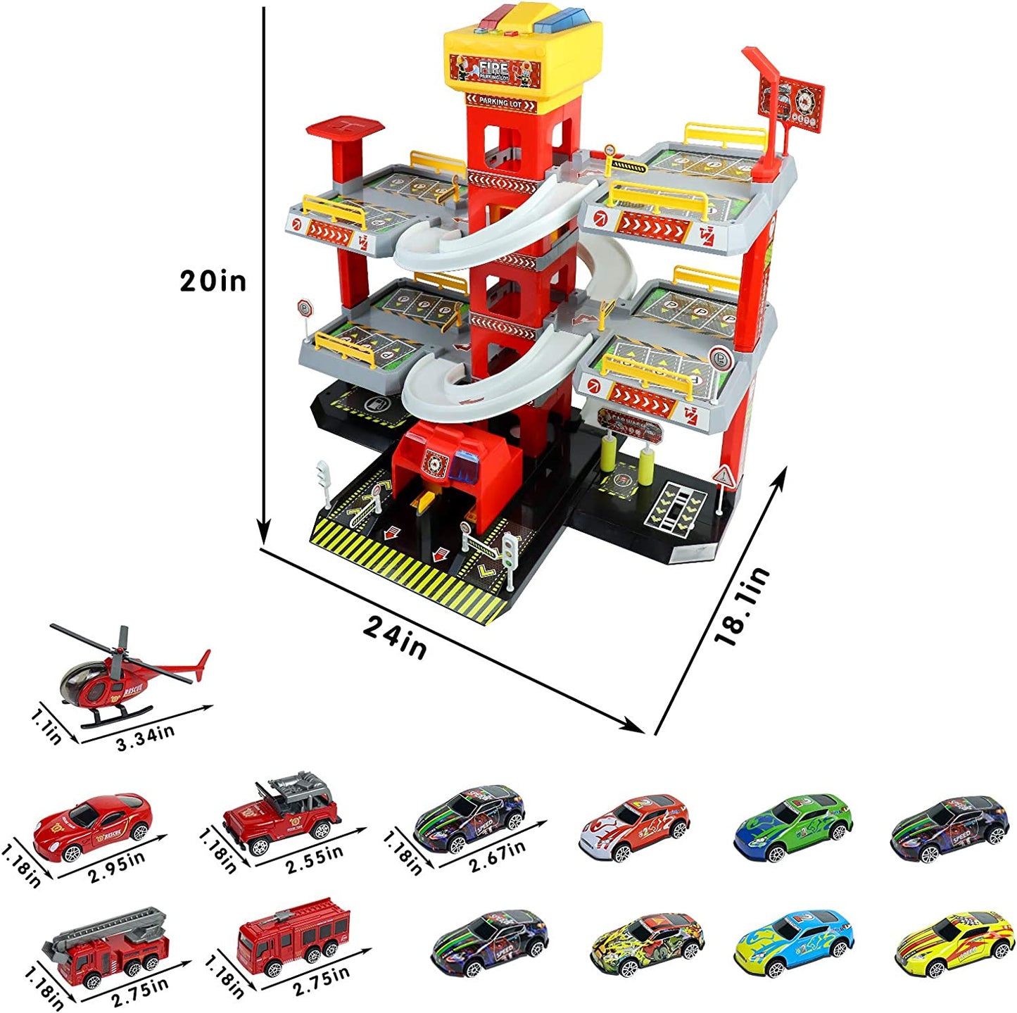 Toy Car Garage for Boys Kids Ages 4-8 Toddlers Building Track Car Playset Parking Lot Firetruck Toys Birthday Gifts Party Games for Boys Girls 3 4 5 6 7 8
