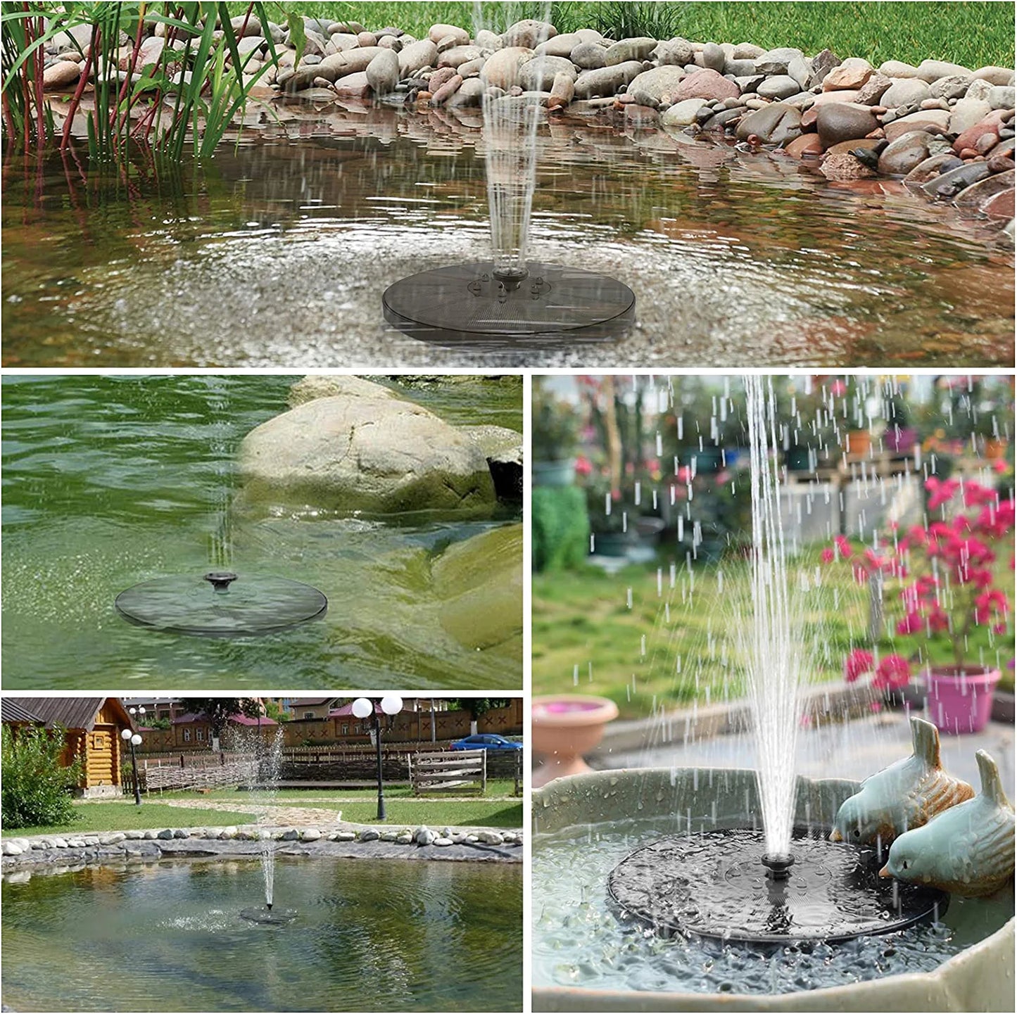 Solar Fountain Pump with LED Lights, 3W Solar Bird Bath Fountain Pump, Free Standing Floating Solar Fountain Water Pump for Bird Bath, Garden, Pond, Pool, Fish Tank