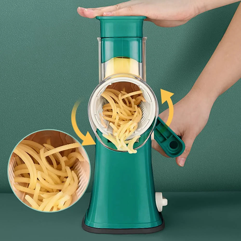 Shining Star Graters for Kitchen,Cheese Grater Efficient Vegetable Slicer with 5 Interchangeable round Stainless Steel Blades,Easy to Clean Rotary Cheese Grater for Fruit,Vegetables,Nuts