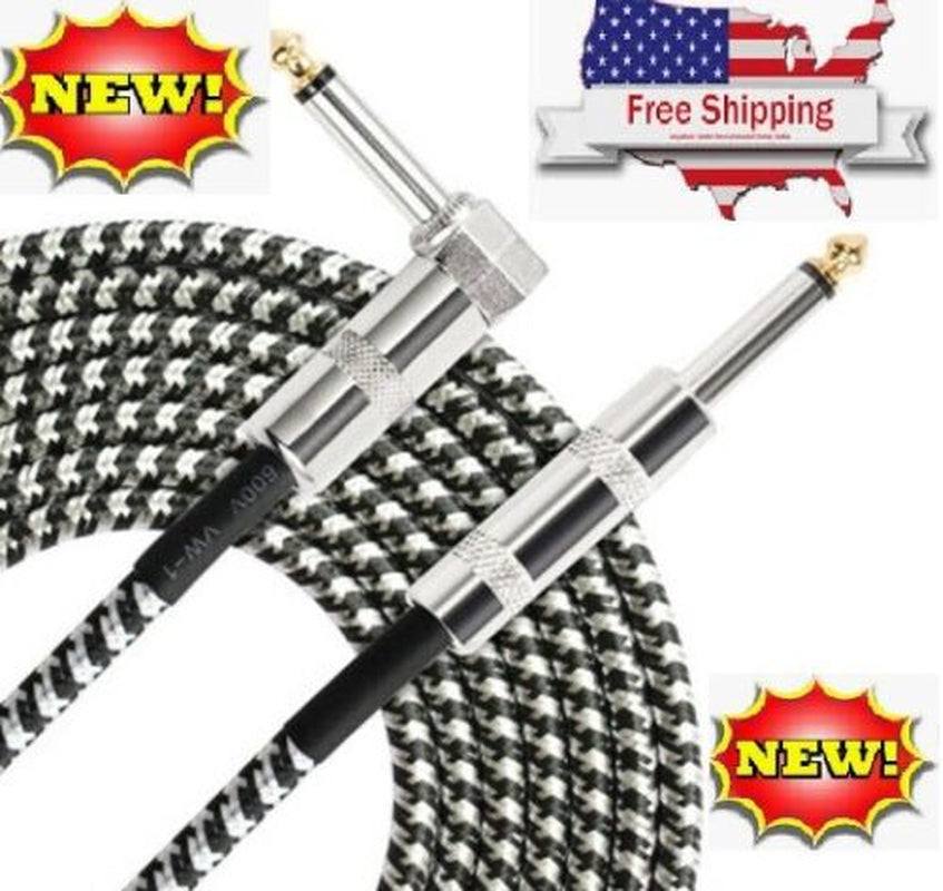 NEW 10Ft NOISELESS Electric Guitar Bass Cable Pedal AMP Cord 1/4" USA KEYBOARD