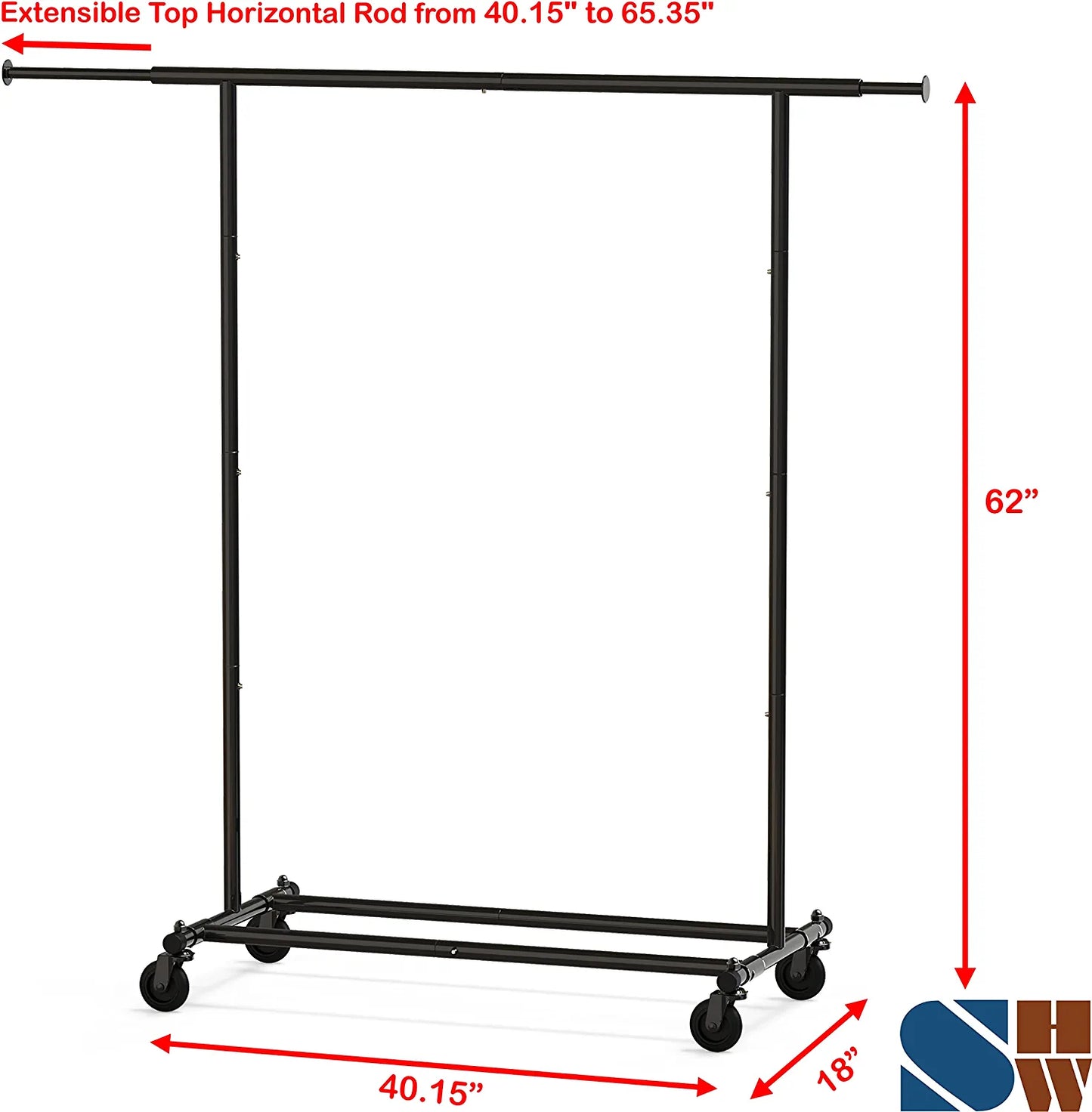 Heavy Duty Clothing Garment Rack, Black