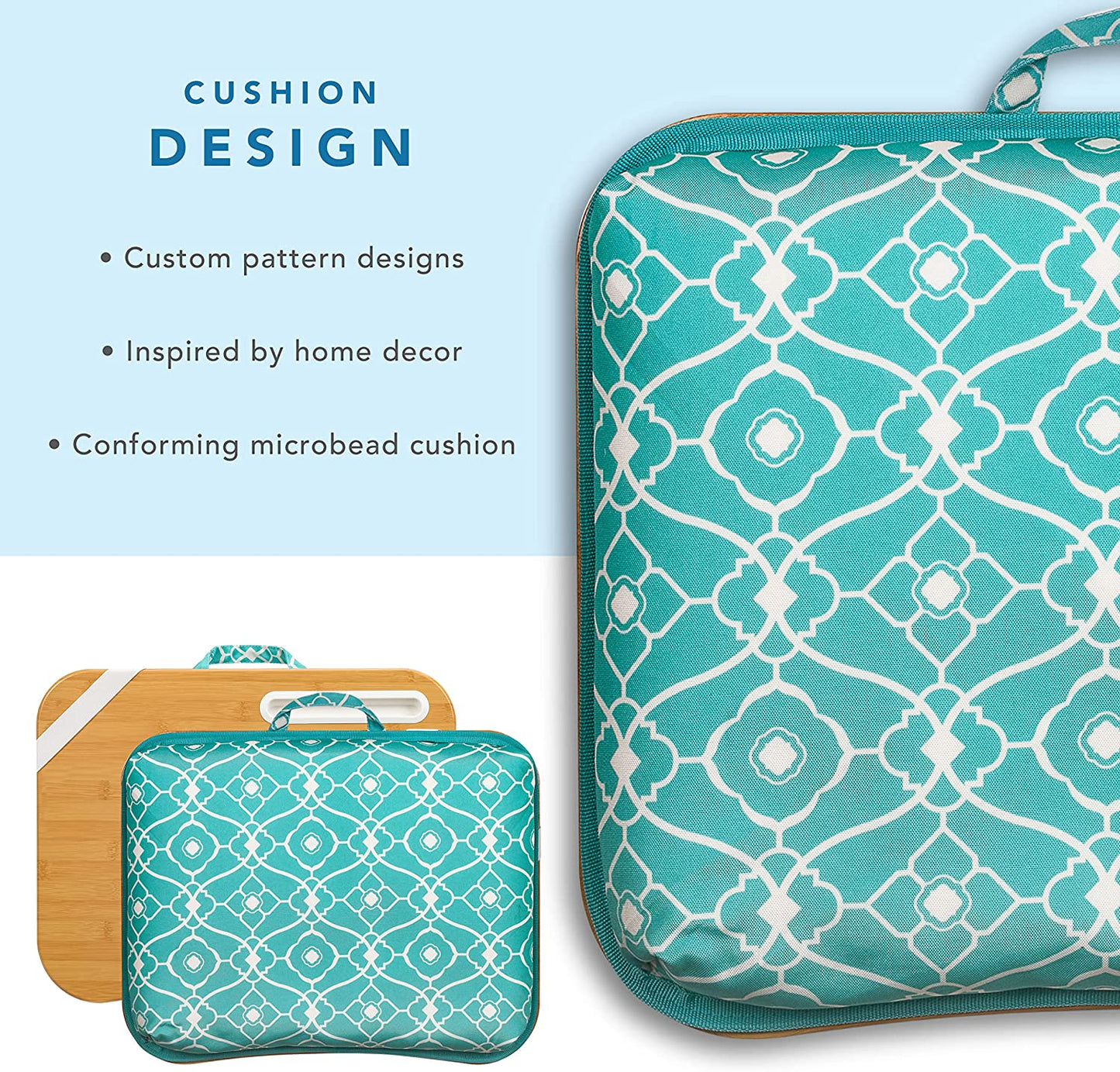 Lapgear Designer Lap Desk with Phone Holder and Device Ledge - Aqua Trellis - Fits up to 15.6 Inch Laptops - Style No. 45422